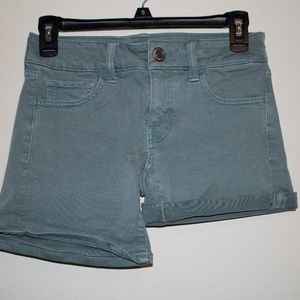 American Eagle Outfitters Teal Twill Midi Shorts